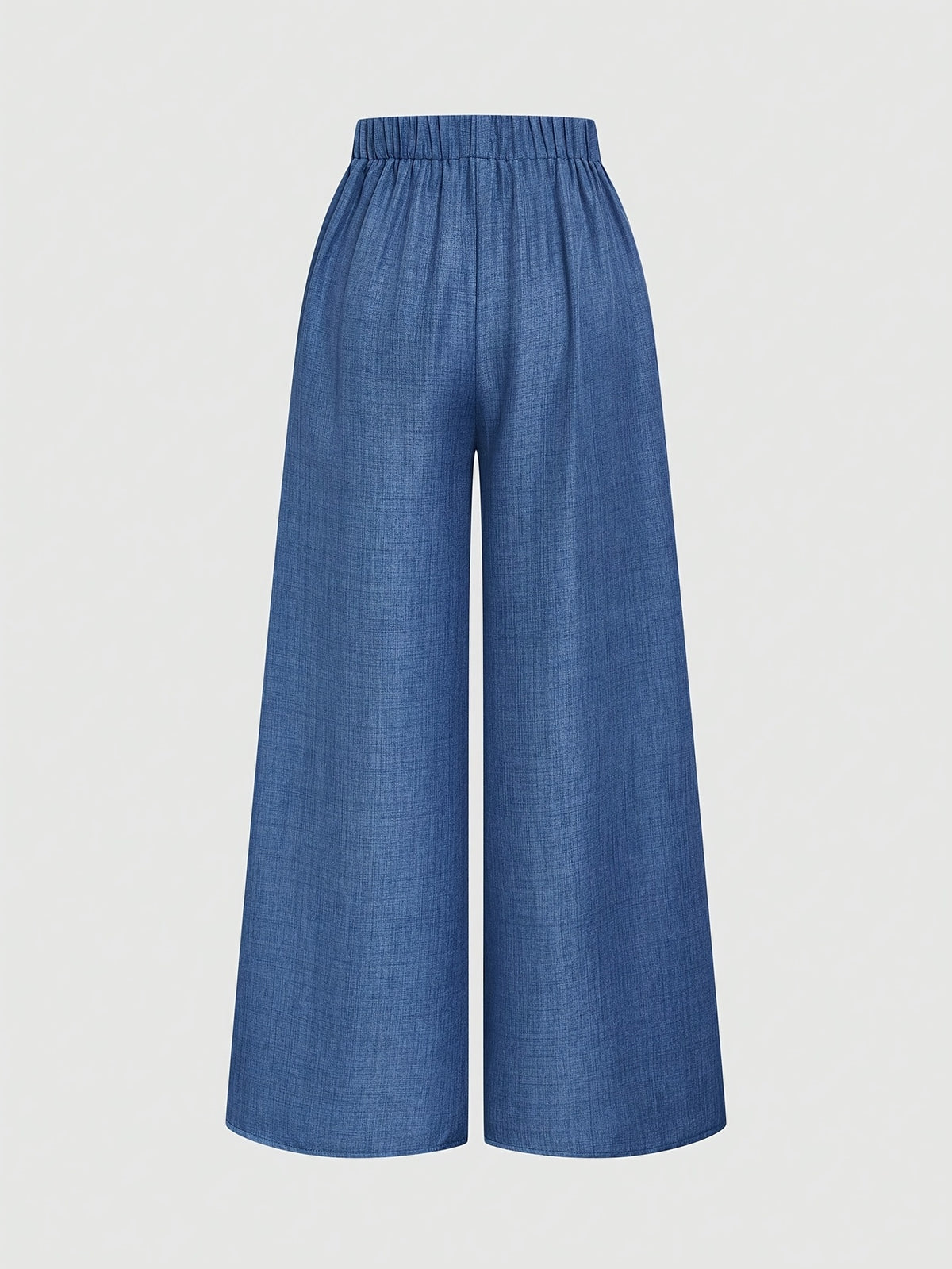 Women'S High-Waist Multi-Panel Wide-Leg Floor-Length Trousers Casual Loose Bottoms - Washed Blue