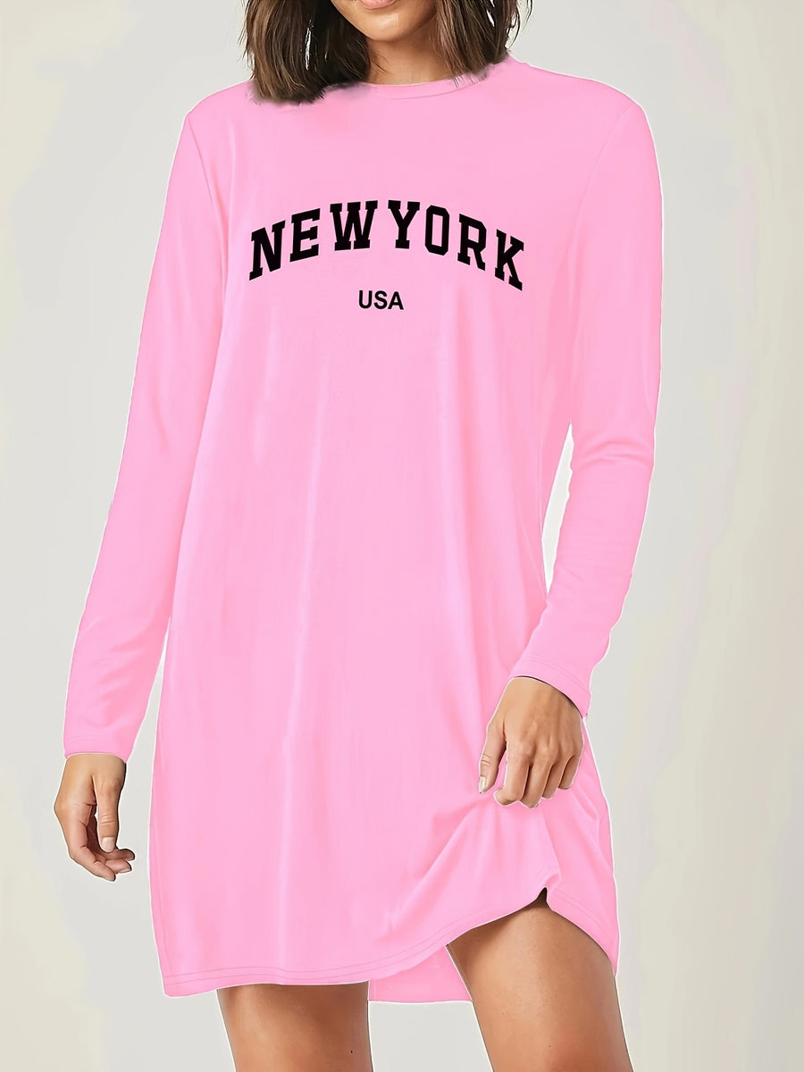 Trendy and fashionable long version of the fashionable casual top, long sleeves, Women's clothing with fashion trend print, spring and autumn style - Pink