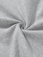 Letter Print, Women's Casual Round Neck Two-Piece Set - Light Grey