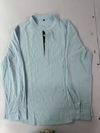 Men'S Fashion Casual Color Block Shirt, All Season, Breathable, Button, Regular Fit, Lapel, Short Sleeve - Sky Blue