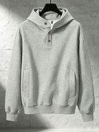 Men'S Hoodie American Heavyweight Autumn Winter New Trendy Brand Hooded Sweatshirt Solid Color Loose Casual All-Match Outerwear Top in Stock - Grey