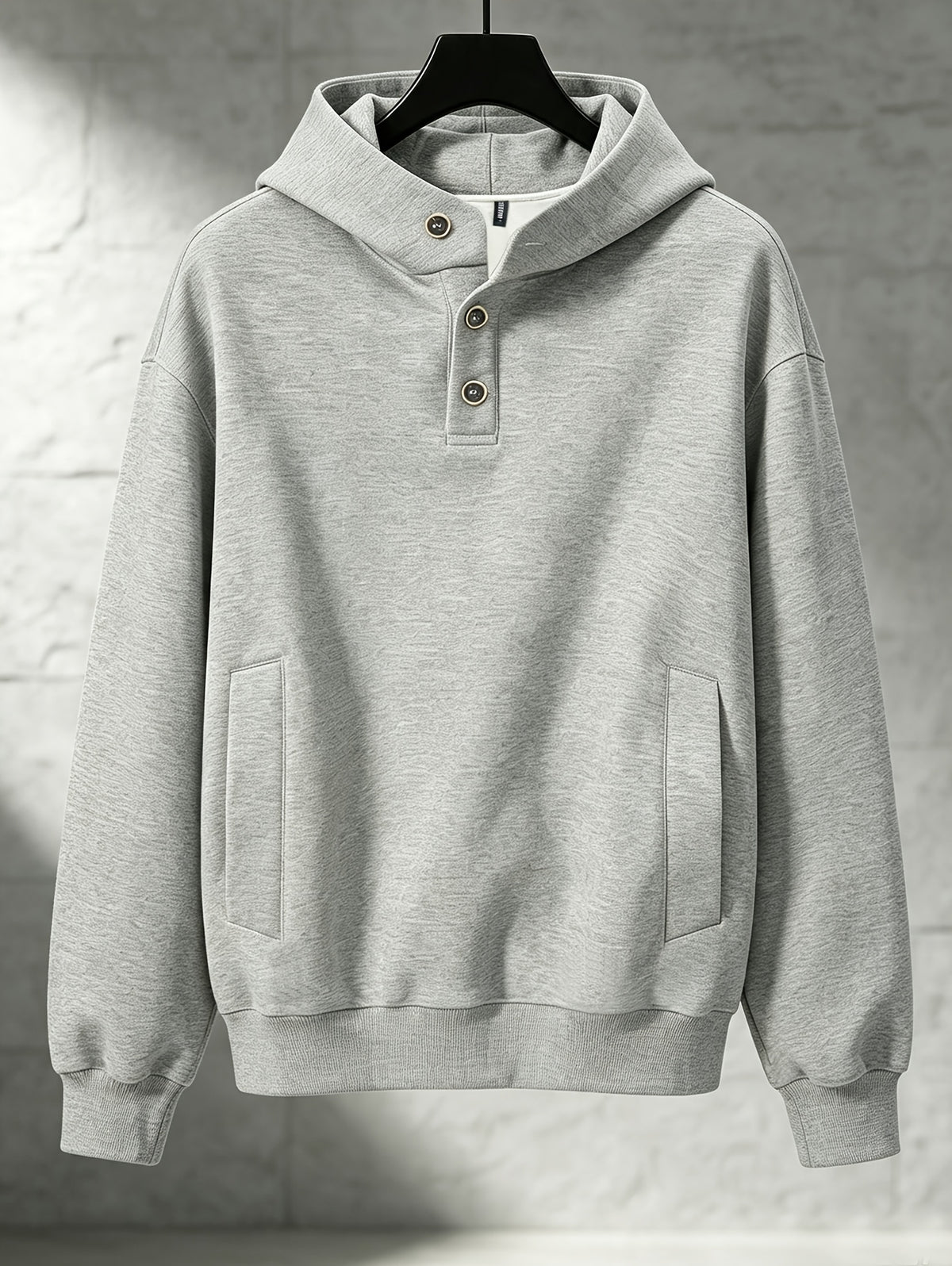 Men'S Hoodie American Heavyweight Autumn Winter New Trendy Brand Hooded Sweatshirt Solid Color Loose Casual All-Match Outerwear Top in Stock - Grey