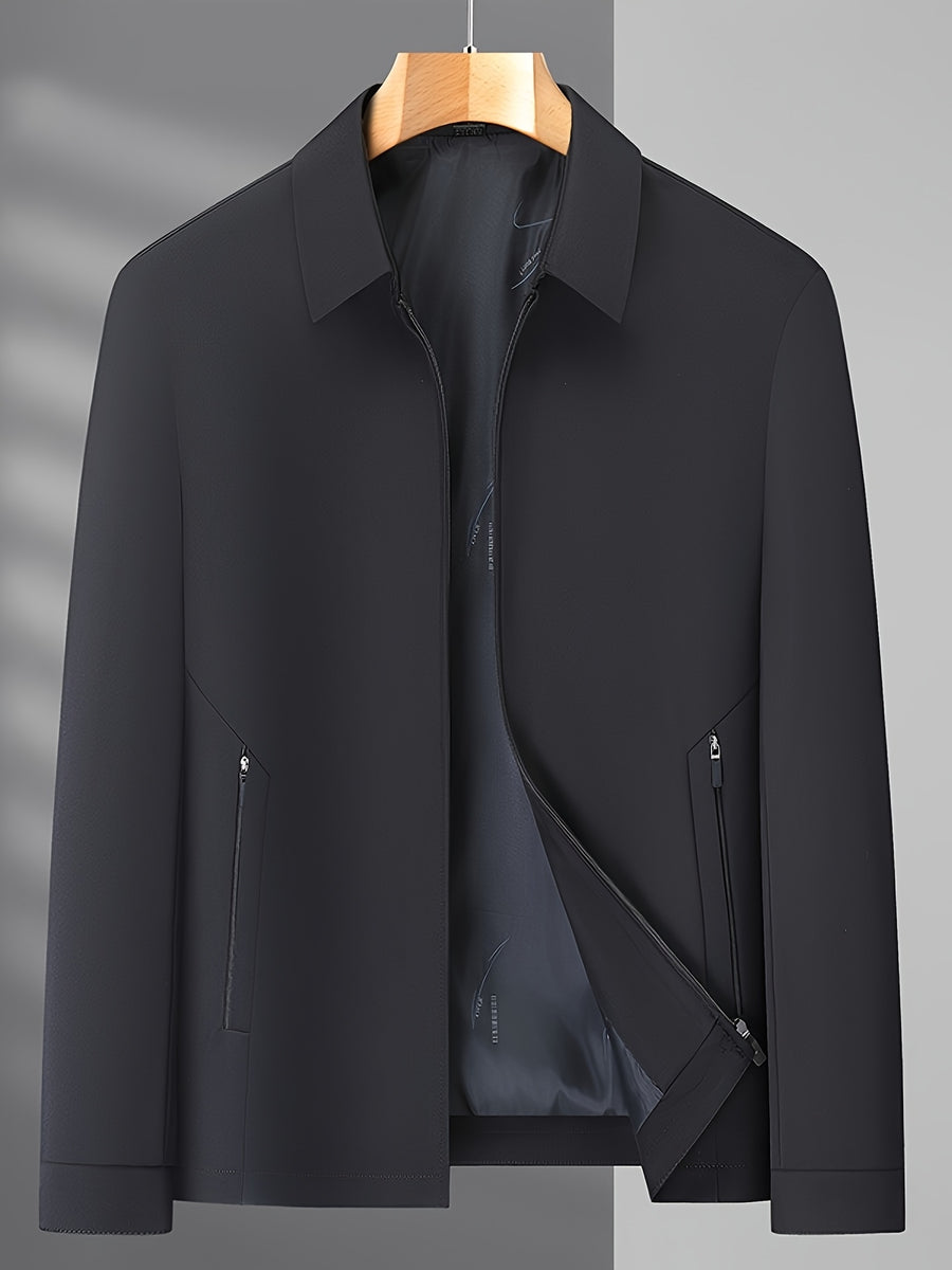 Executive Jacket, Short Style for Cadres, New Spring/Autumn Collection, Lapel Business Jacket for Middle-Aged Men - 40141-Professional Dad Style - 2593 Black