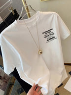 Talking Behind My Back, Smart People Print T-Shirt Short Sleeve Crew Neck Casual Top for Summer Spring, Women'S Clothing - White