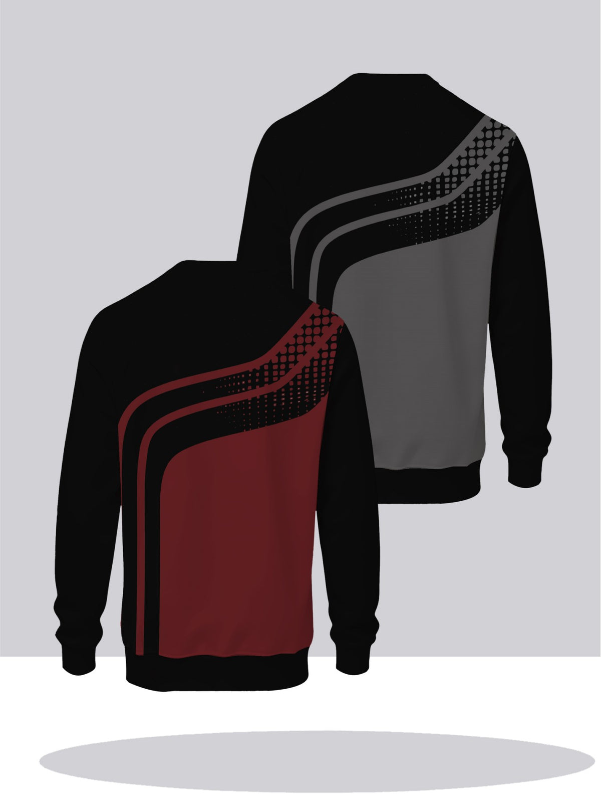 2pcs Men'S Round Neck Sweatshirt Set - Casual Print Top, Outdoor Leisure Style Round Neck Sweatshirt, Basic Versatile Style with Print - Mixed colors