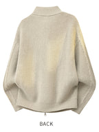 Men'S Light Luxury Old Money Style Casual Stand-Collar Sweater with Zipper, Fall/Winter Versatile Jacket - Oat