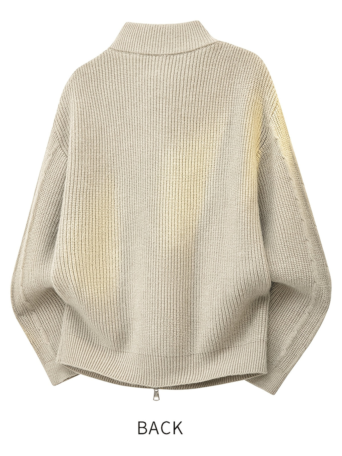 Men'S Light Luxury Old Money Style Casual Stand-Collar Sweater with Zipper, Fall/Winter Versatile Jacket - Oat