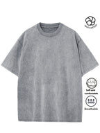 Men Heavyweight Short Sleeve T Shirt Washed Vintage Fashion Print Acid Wash Distressed Grunge Style Pure Breathable Fabric High Street Hip Hop Loose Fit Gym Fitness Workout Tops Casual Clothing 2026 - Grey