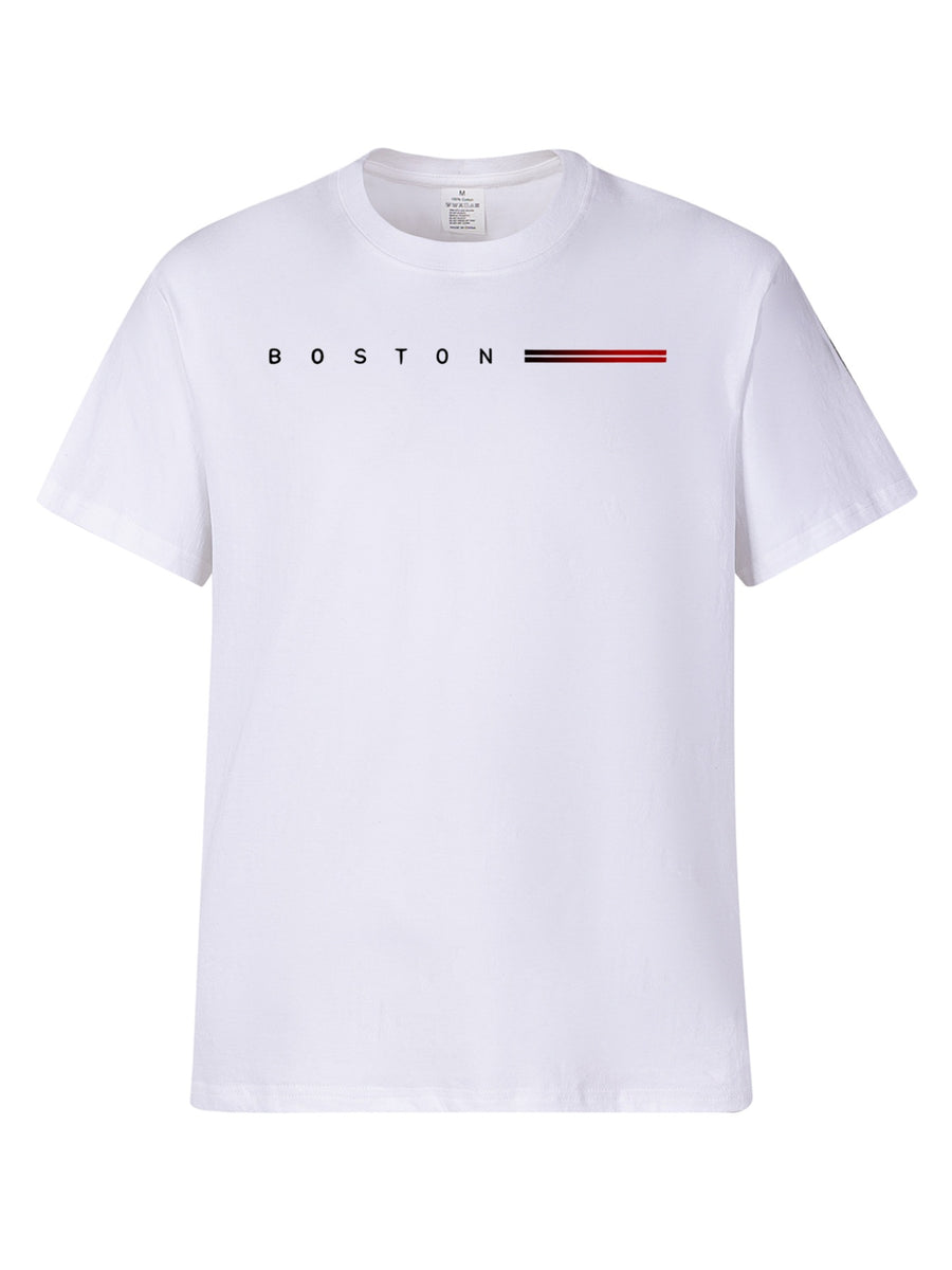 Heavyweight Men's 100% Pure Cotton Crew Neck Printed T-Shirt, a Stylish and Versatile High-Quality Top, an Essential for Daily Wear, Street Jogging, and Other Casual Outfits - White