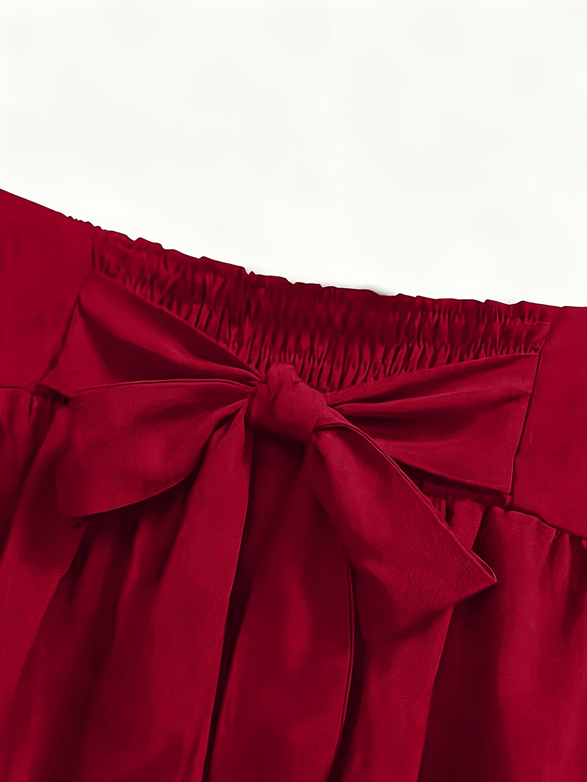 Women'S Elegant High-Waist Bow A-Line Trumpet Midi Dress - Burgundy