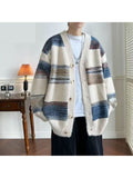 Men's Autumn/Winter Style - Buttoned Cardigan Jacket, Contrast Color Fashion Long Sleeve Design, Suitable for Casual Dates and Outdoor Activities - Comfortable Ted Fabric, Urban Style, Versatile Piece - Mixed colors