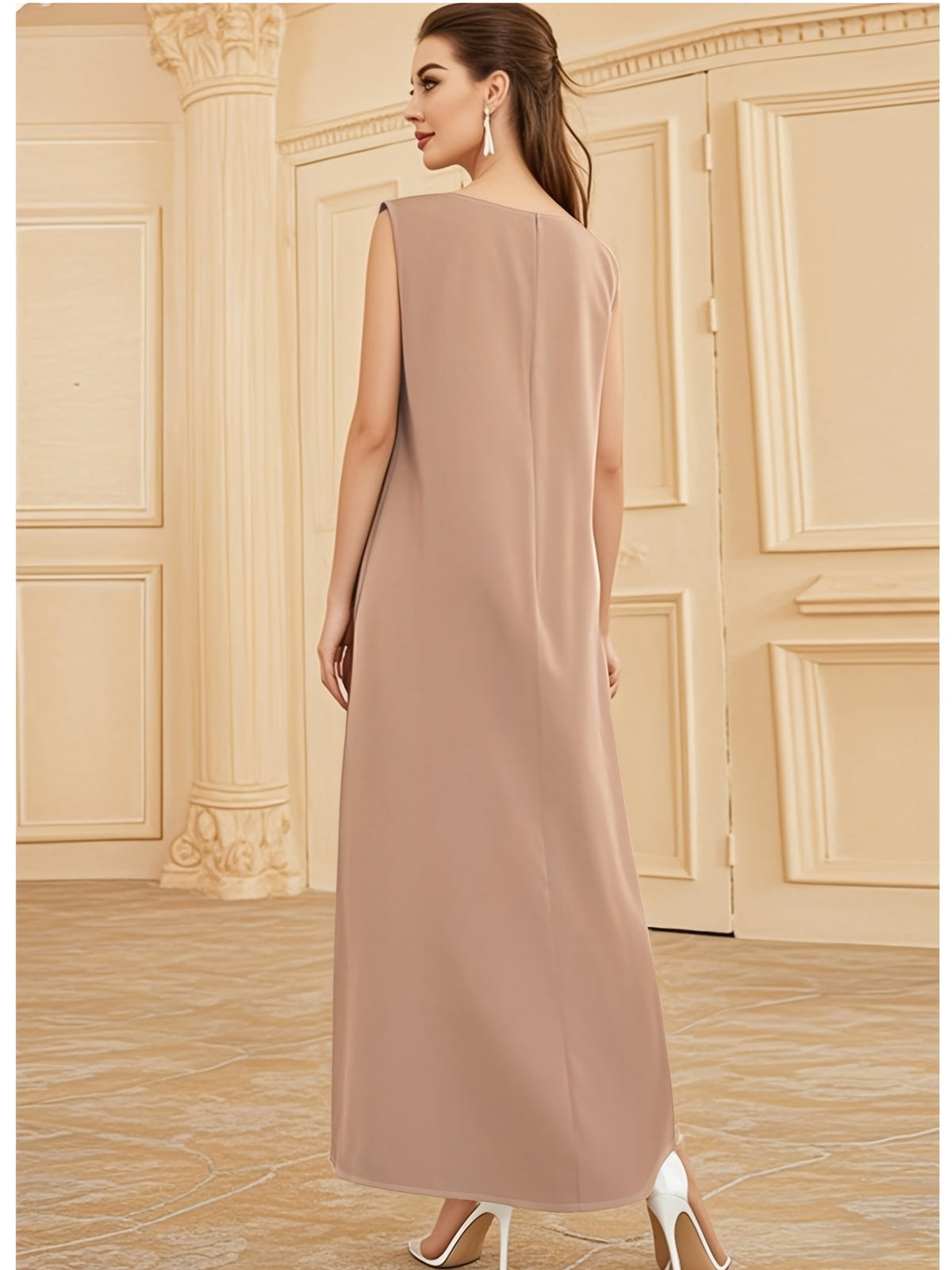 1pc Fashionable, Elegant And Comfortable Bubble Color Fabric. Pure Color Suitable for Daily Outdoor Travel And Leisure. Loose And Comfortable Women'S Abaya Vest. Abayas for Women Muslim Namaz Dresses Women'S Traditional Robe - Pale Pinkish Gray