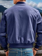 Whale Crossing OBM Early Autumn New Outdoor Men's Stand Collar Zipper Jacket - Navy Color