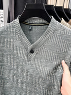 New Men's Long-Sleeve Warm Fashionable Versatile Knit Sweater - Medium Gray