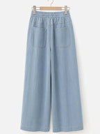 Women'S Tencel Denim Jeans, Spring/Summer Style, Thin Korean Style, High Waist, Slim Fit, Straight Leg, Wide Leg, Ice Flowy Casual Pants - Light Blue