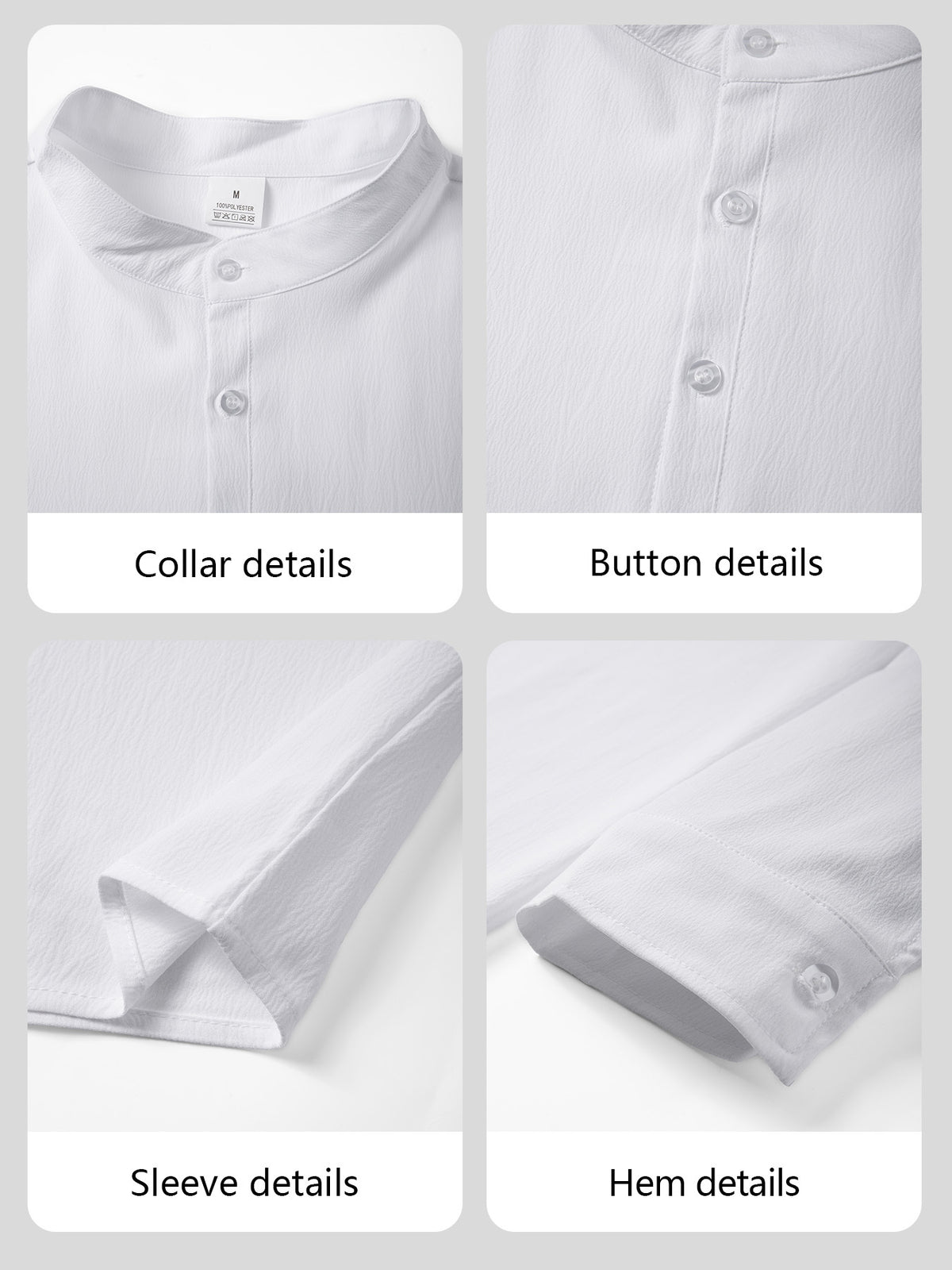 2pcs Men'S V-Neck Shirt And Henley T-Shirt Set, Solid Color Cool Texture Casual Top, Stand Collar Half-Button Long Sleeve Shirt, 100% Polyester, Lightweight And Breathable, Suitable for Spring And Summer, Outdoor Activities, Beach Vacation, Etc - Navy Blue + Large White