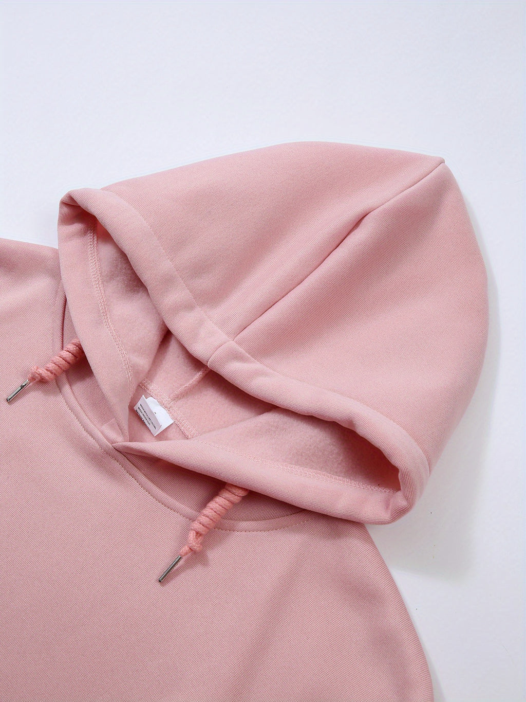 Printed Women's Casual Sports Suit, Warm Long Sleeve with Drawstring Kangaroo Pocket, Women's Clothing - Pink Color