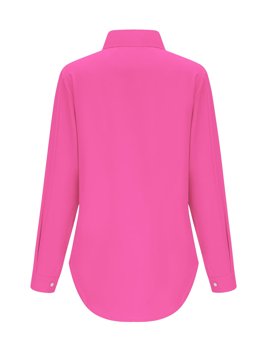 Women'S Lapel Blouse, Beautiful Woman Pattern Top, Women'S Clothing - Rose Red