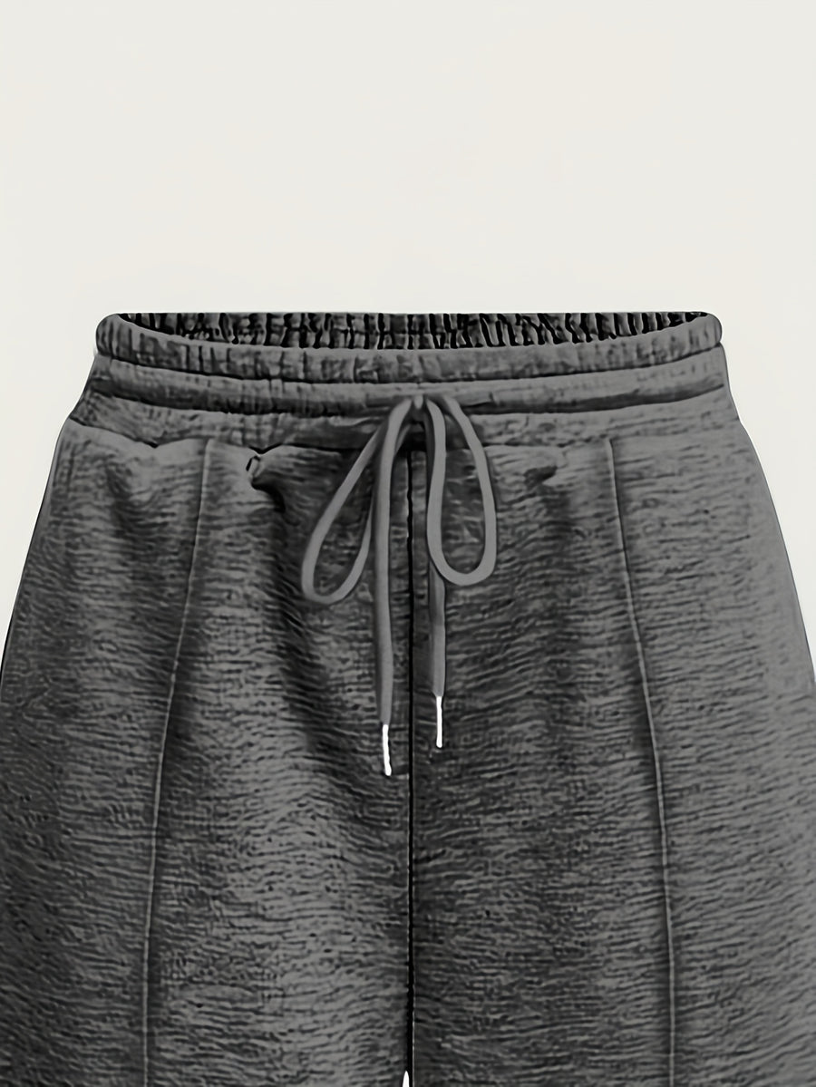 Casual Pants, Loose Wide-Leg Casual Pants, Elastic Waistband Athletic Pants, Warm Elastic Waistband Casual Pants for Women's Autumn/Winter Outerwear - No. 5 Gray