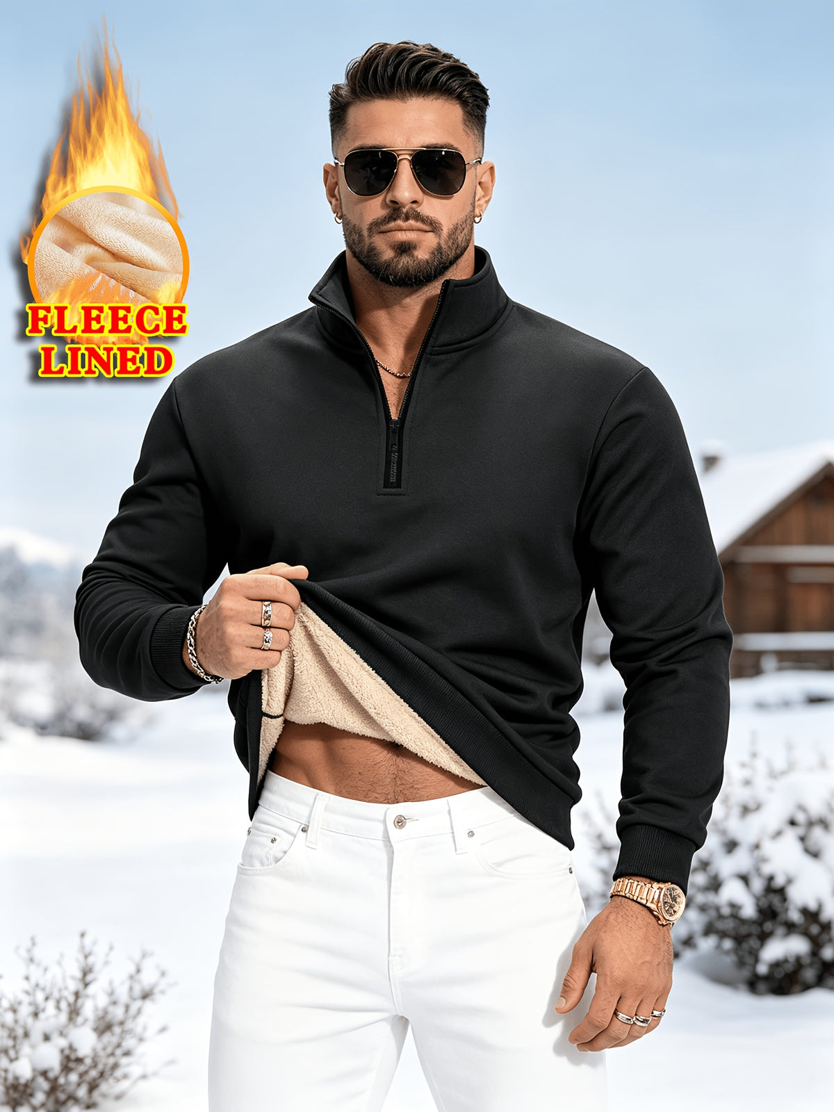 2pcs Fashionable Sporty Autumn/Winter New Arrival Men's Winter Top, Trendy Half-Zip Henley Shirt, Men's Long-Sleeve Casual Comfortable Warm Pullover Jacket for Spring/Autumn - Mixed Color 9