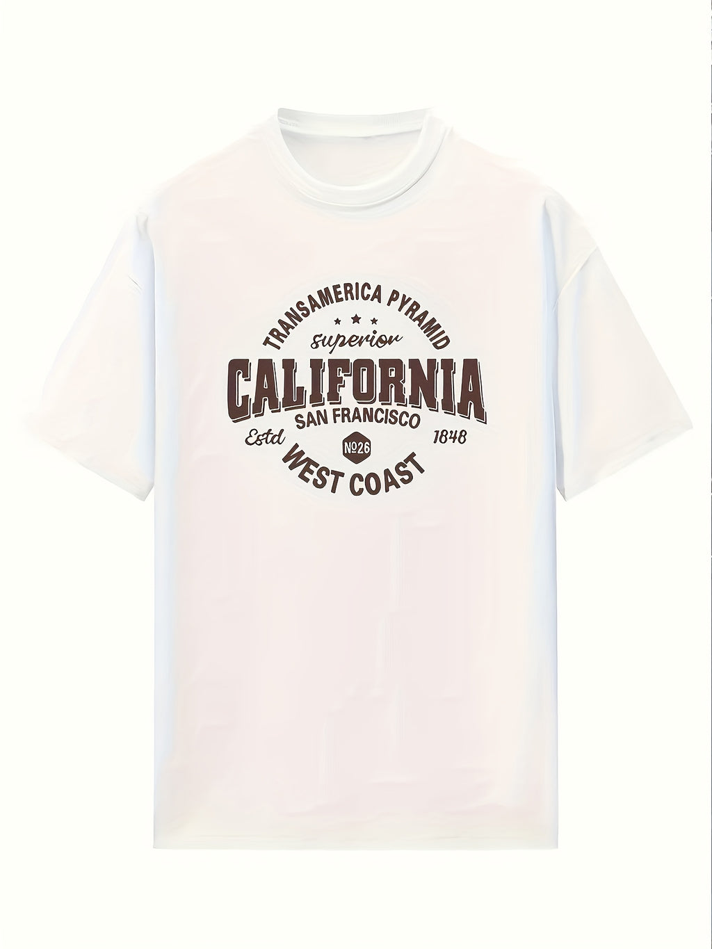 A Short-sleeved Women's T-shirt with Letter Print Pattern, Casual, Loose-fitting, Sweet Style. Made of 95% Polyester and 5% Spandex - White