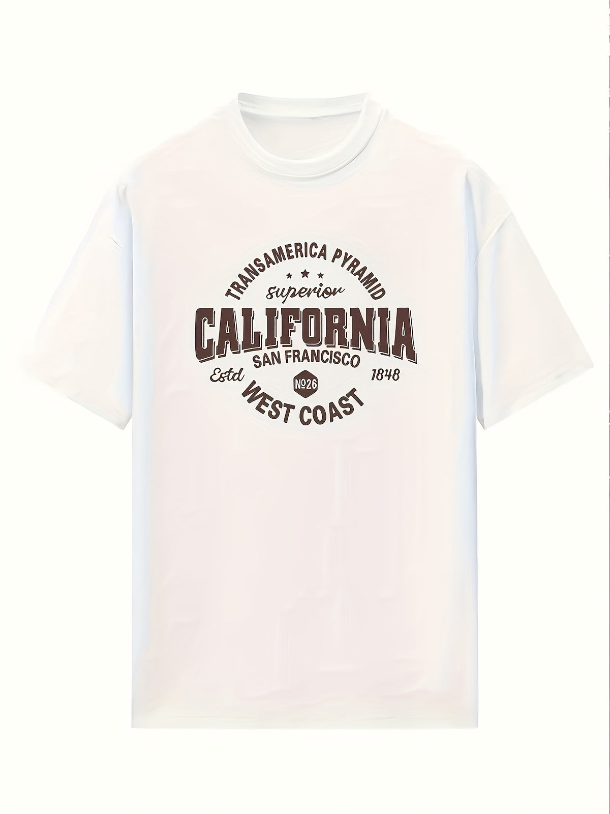A Short-sleeved Women's T-shirt with Letter Print Pattern, Casual, Loose-fitting, Sweet Style. Made of 95% Polyester and 5% Spandex - White