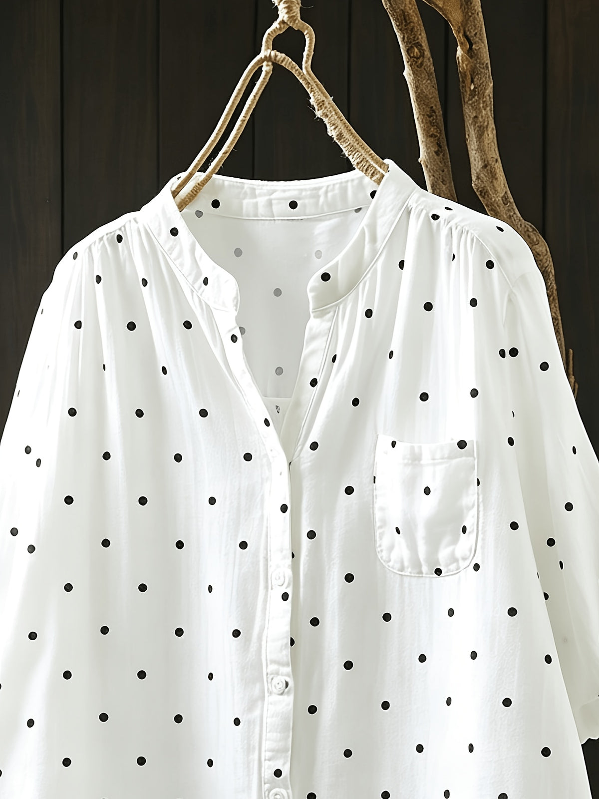 YYTT Elegant And Stylish Loose Polka Dot Shirt Women'S Summer New Casual Versatile Age-Reducing Five-Point Sleeve Top - White