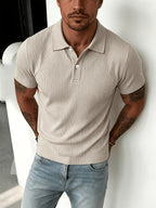 Men's Polo Shirt, Light Business Style, Exuding the Charm of a Mature for Man, Suitable for Formal Occasions and Casual Office Wear - Khaki