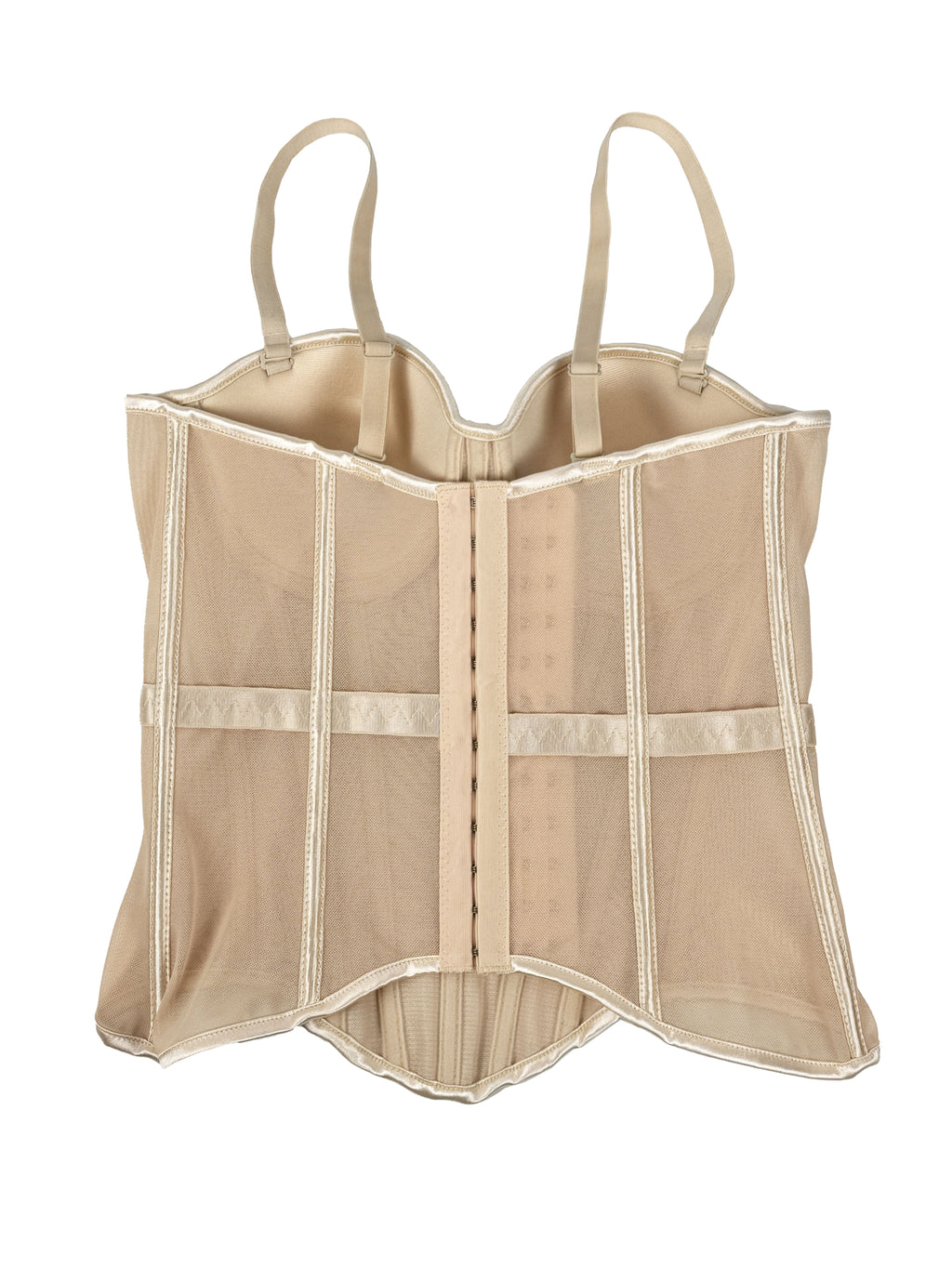 Elegant Mesh Sheer Fishbone Bustier, Tummy Control Shapewear Outerwear Elegant Tight Camisole Top, Stage Performance Strappy Top, Women'S Clothing - Apricot