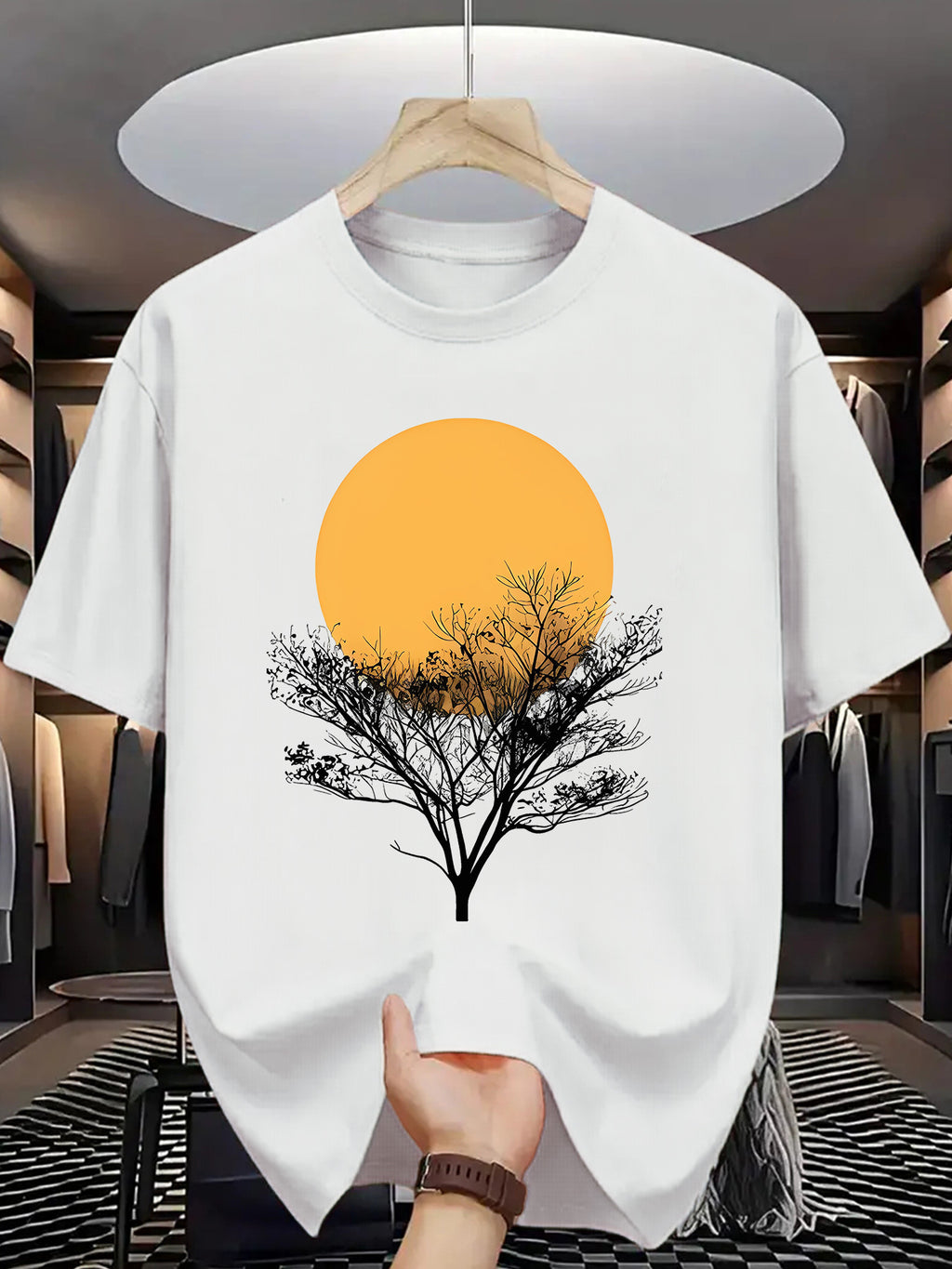 Trendy Printed T-Shirts for Men, Regular Standard Fit Comfortable Short Sleeve Casual Tee, Versatile Everyday Fashion Outfit Top - White