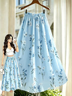 Women' Bohemian Floral Maxi Dress - High-Waisted Pleated Skirt Dress with Elastic Waistband, Beach Wedding Guest Dress Suitable for Parties, Vacations, Spring Summer Fall Outfits, Machine Washable Elegant Girly Style - Mixed colors