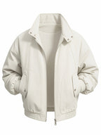 2026 New Men'S Stand-Up Collar Jacket, Windproof Premium Lightweight Breathable Durable Comfortable Fabric, Loose Casual Fit Outerwear, Suitable for Streetwear, Daily Leisure, Commuting, And Outdoor Travel, Full Zipper Closure - Off-white