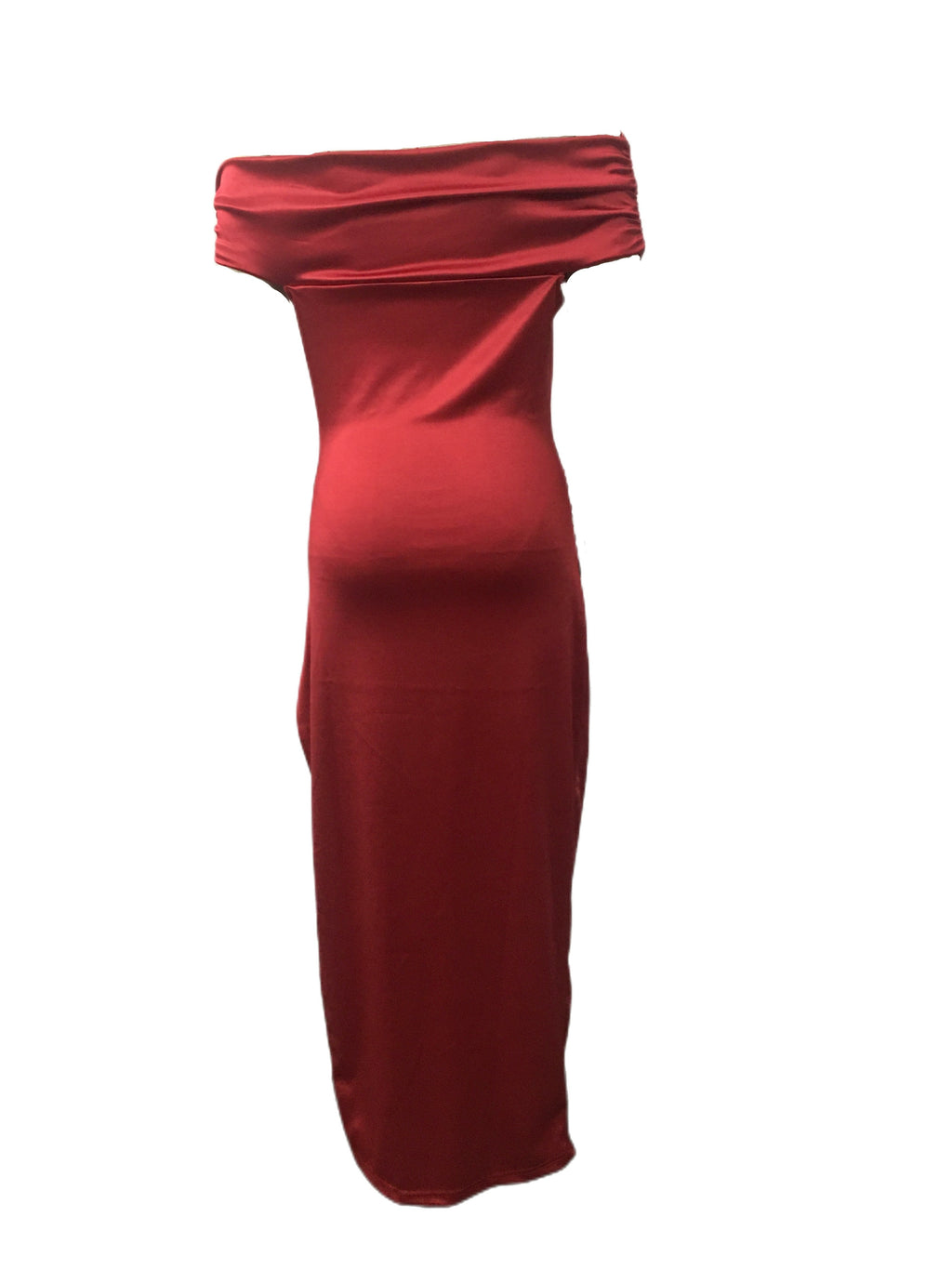 New Foreign Trade Women's Bodycon Dress, Solid Color Sleeveless Midi One-Shoulder Dress, Sexy Evening Gown - Brick Red