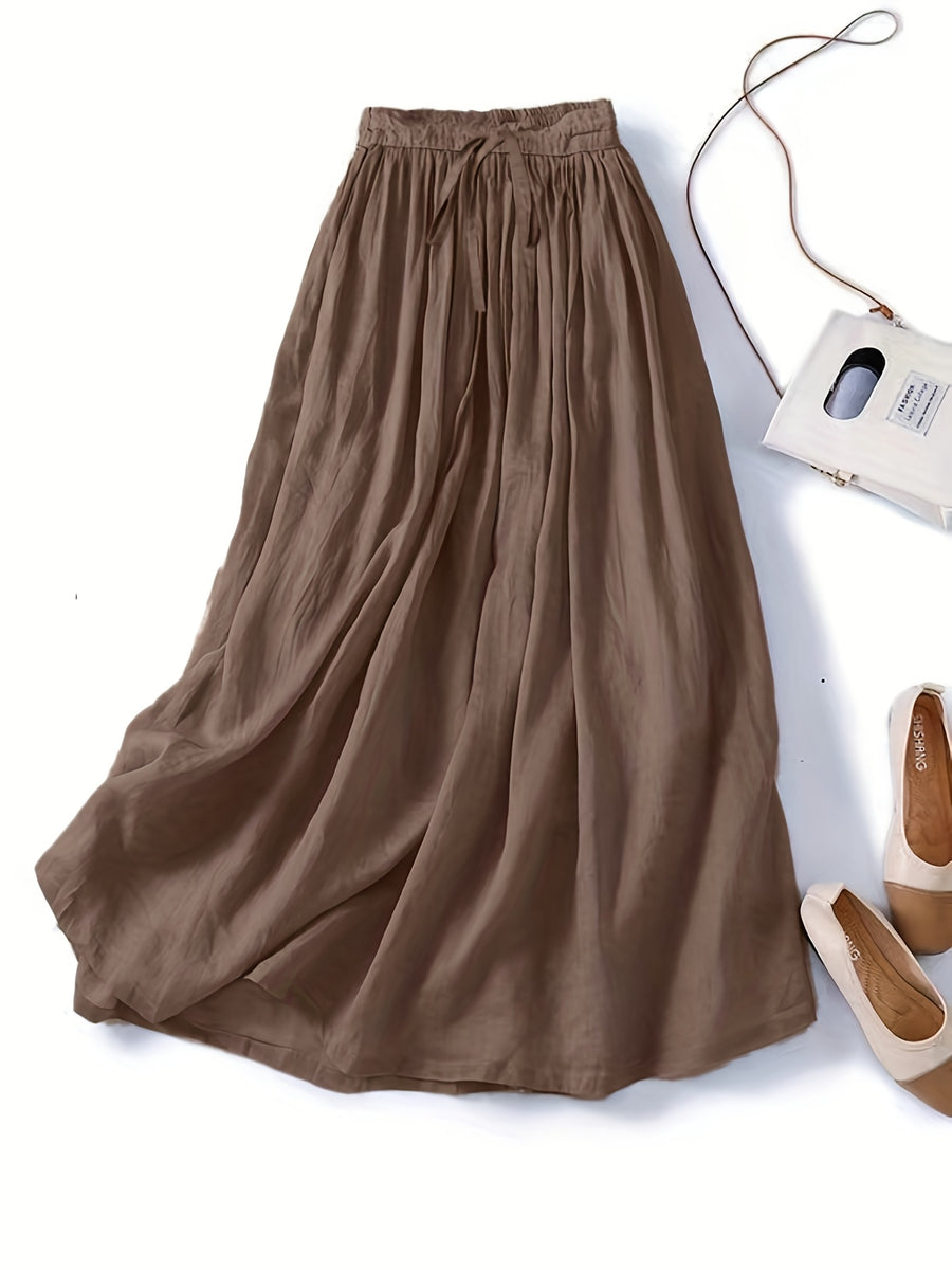 Fashion Casual Comfortable Tie-Waist Skirt - Brown