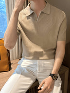 Men'S Summer Polo Shirt, Knit Collar Casual T-Shirt, Breathable And Comfortable Fit for Outdoor Activities, Golfing, Office Business Wear, Or Casual Daily Outfits, Valentine'S Day And Easter Gift - Apricot
