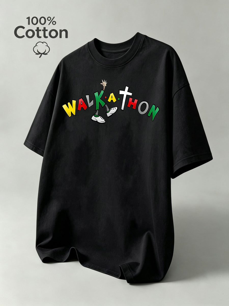New Summer Cartoon Men's Casual Sport Fitness Pure Cotton Short-Sleeve Shirt, Moisture-Wicking and Sweat-Absorbing, Comfortable for Casual Streetwear and Outdoor Sports Fitness - Black