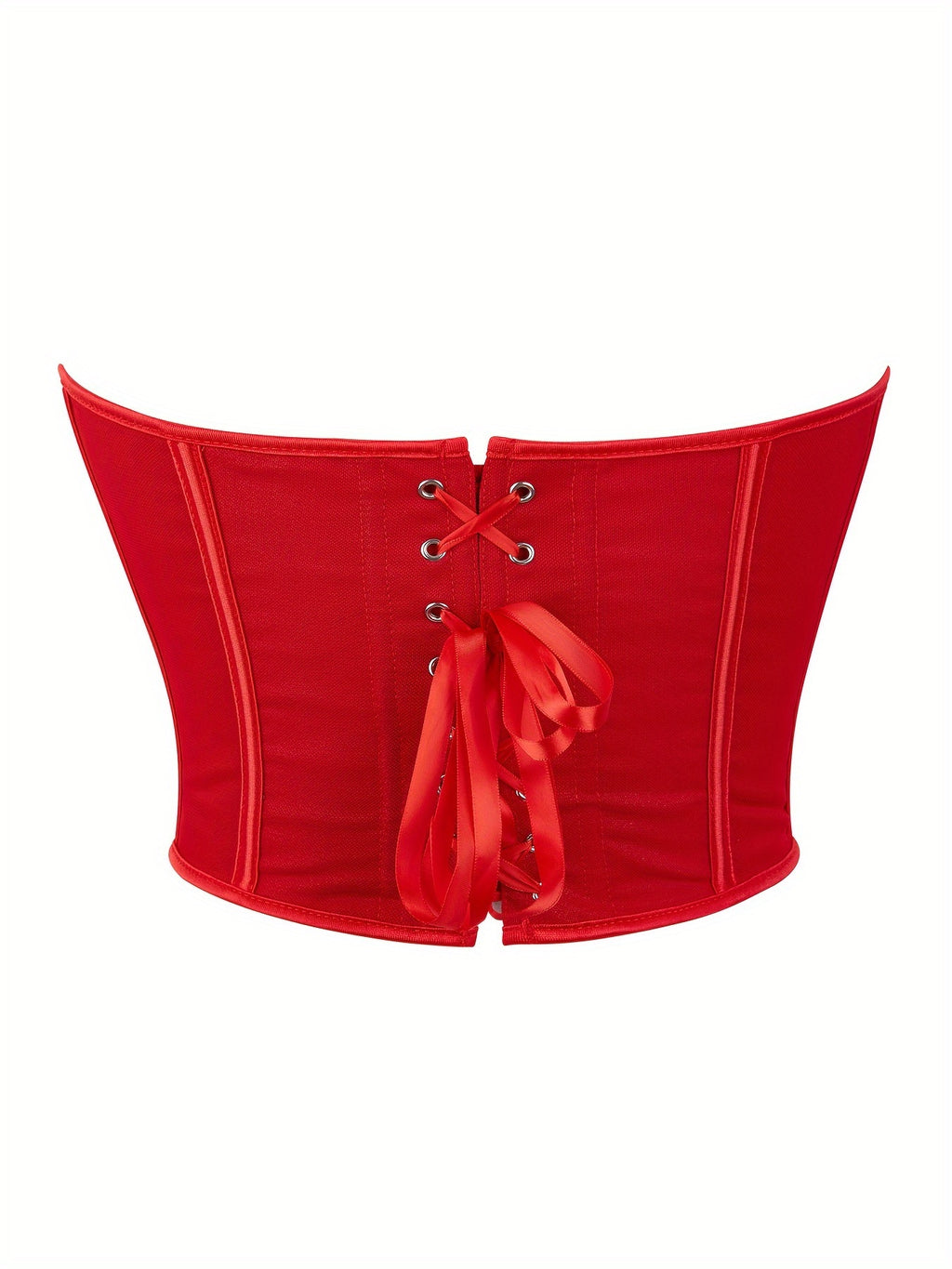Sexy Women's Strapless Mesh Top, Breathable Double-Layer Frosted Texture, Women's Sexy Court-Style Corset Top - Red