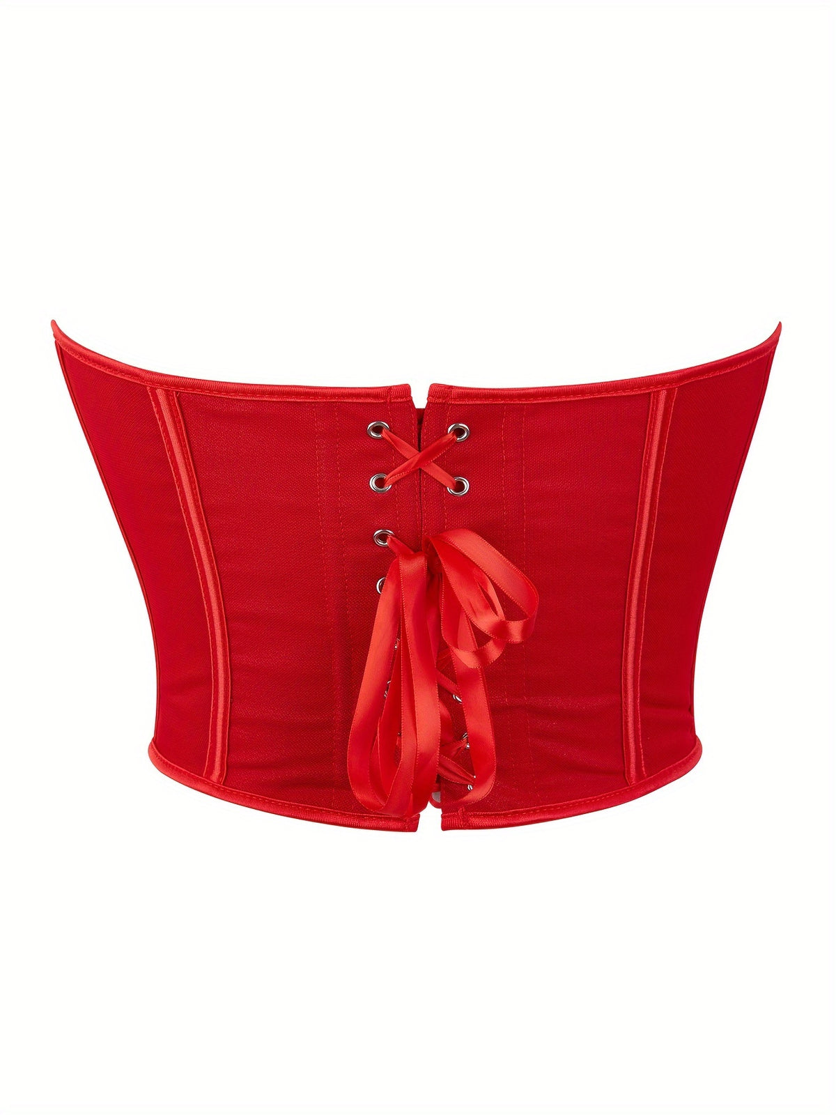 Sexy Women's Strapless Mesh Top, Breathable Double-Layer Frosted Texture, Women's Sexy Court-Style Corset Top - Red