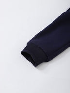Men's Zip-Up Hooded Sweatshirt Cardigan Jacket with Simple Vertical Calvin English Print, Casual, Fashionable, Versatile, for Daily Commuting, Long-Sleeve Top - Navy Color