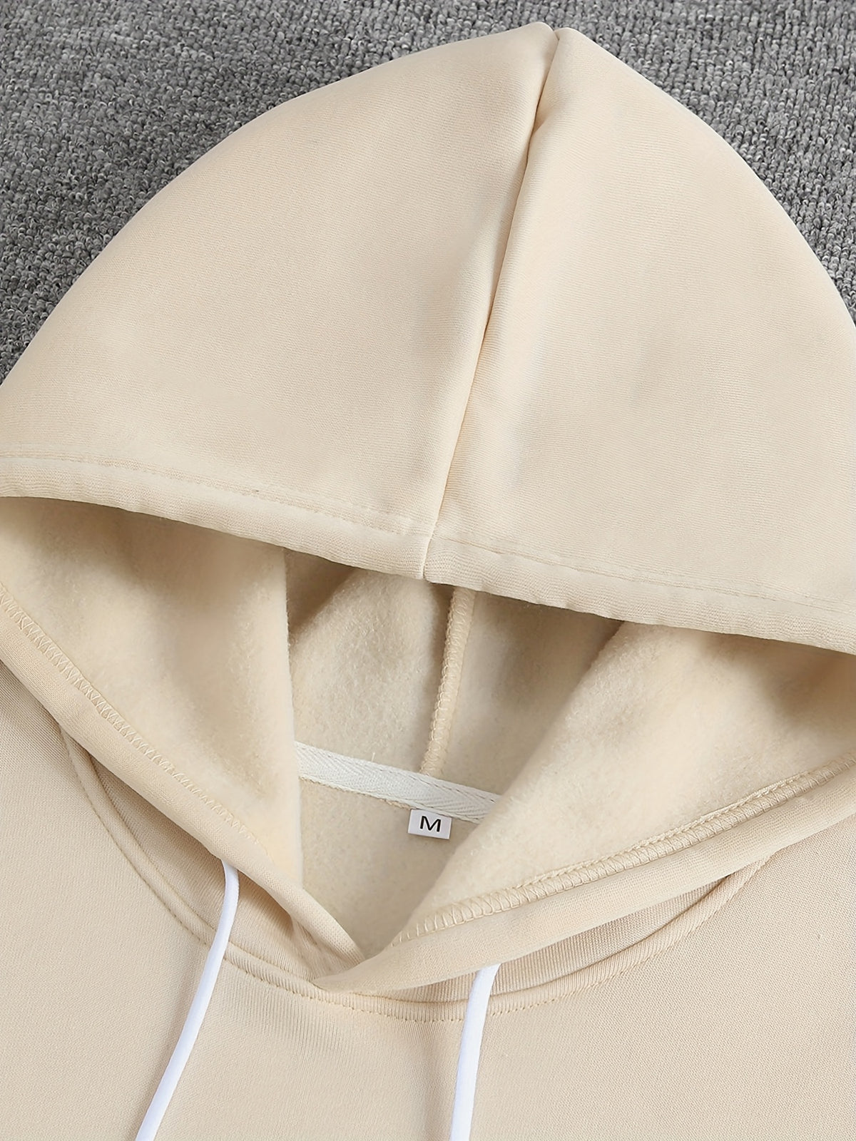 Men'S Autumn Winter Print Hooded Fleece Sweatshirt, Versatile Athletic Casual Loose Hooded Sweater - Khaki