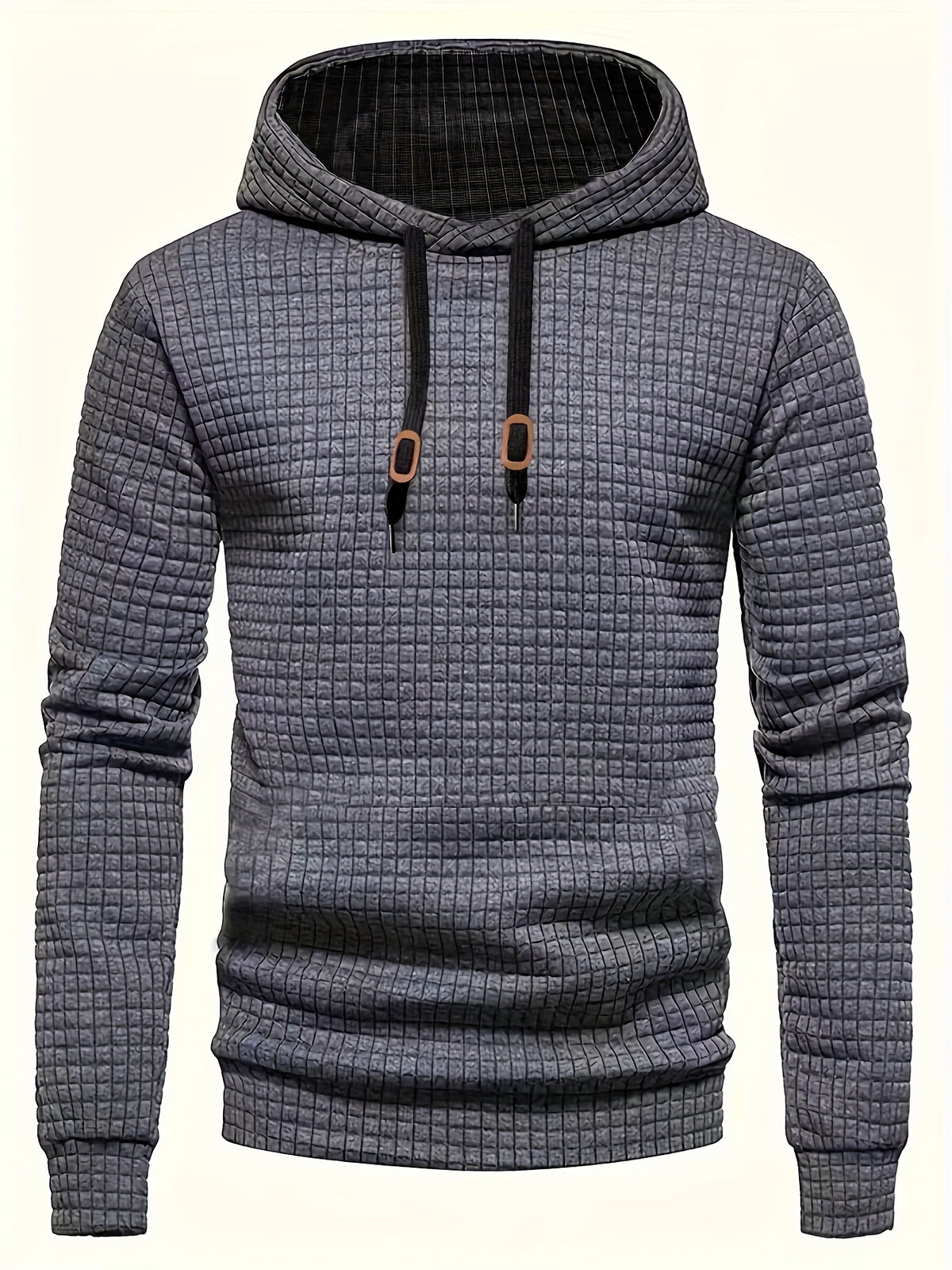 Pddzhaojun Small Checkered Three-Dimensional Hooded Sweatshirt, Autumn Essentials - Dark Gray