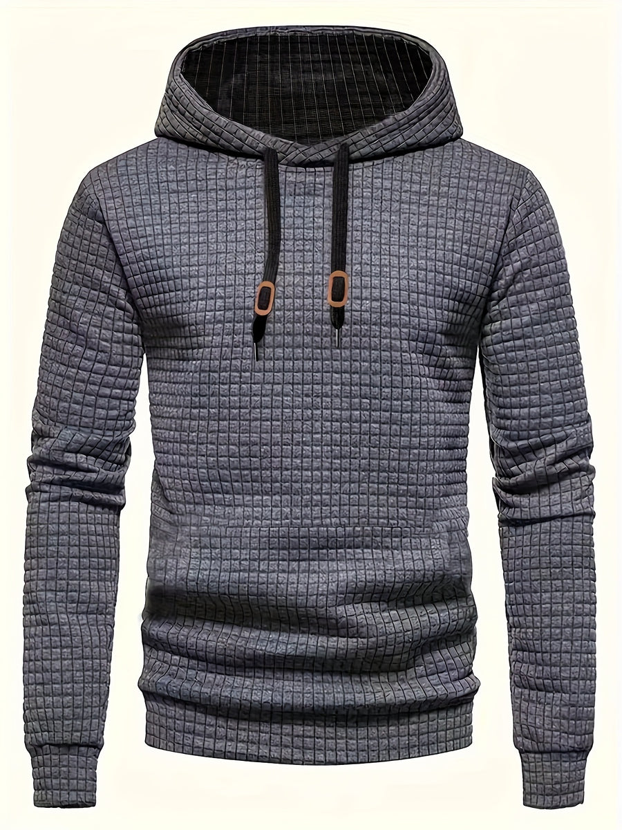 Pddzhaojun Small Checkered Three-Dimensional Hooded Sweatshirt, Autumn Essentials - Dark Gray