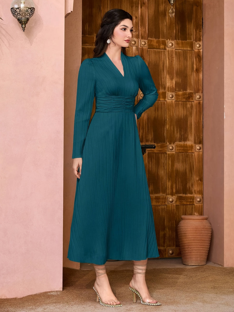 Fashion Casual Solid Color Women's Maxi Dress - Army Green