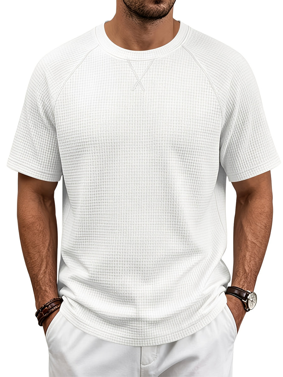 Men'S Summer Easy Fashion Loose Comfortable Breathable Casual Round Neck Short Sleeve T-Shirt - White