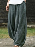 Plus Size Oversized Pocket Design Loose Straight-Leg Pants, Solid Color Minimalist Fashion Style, Suitable for Summer And Spring Wear - Dark Green