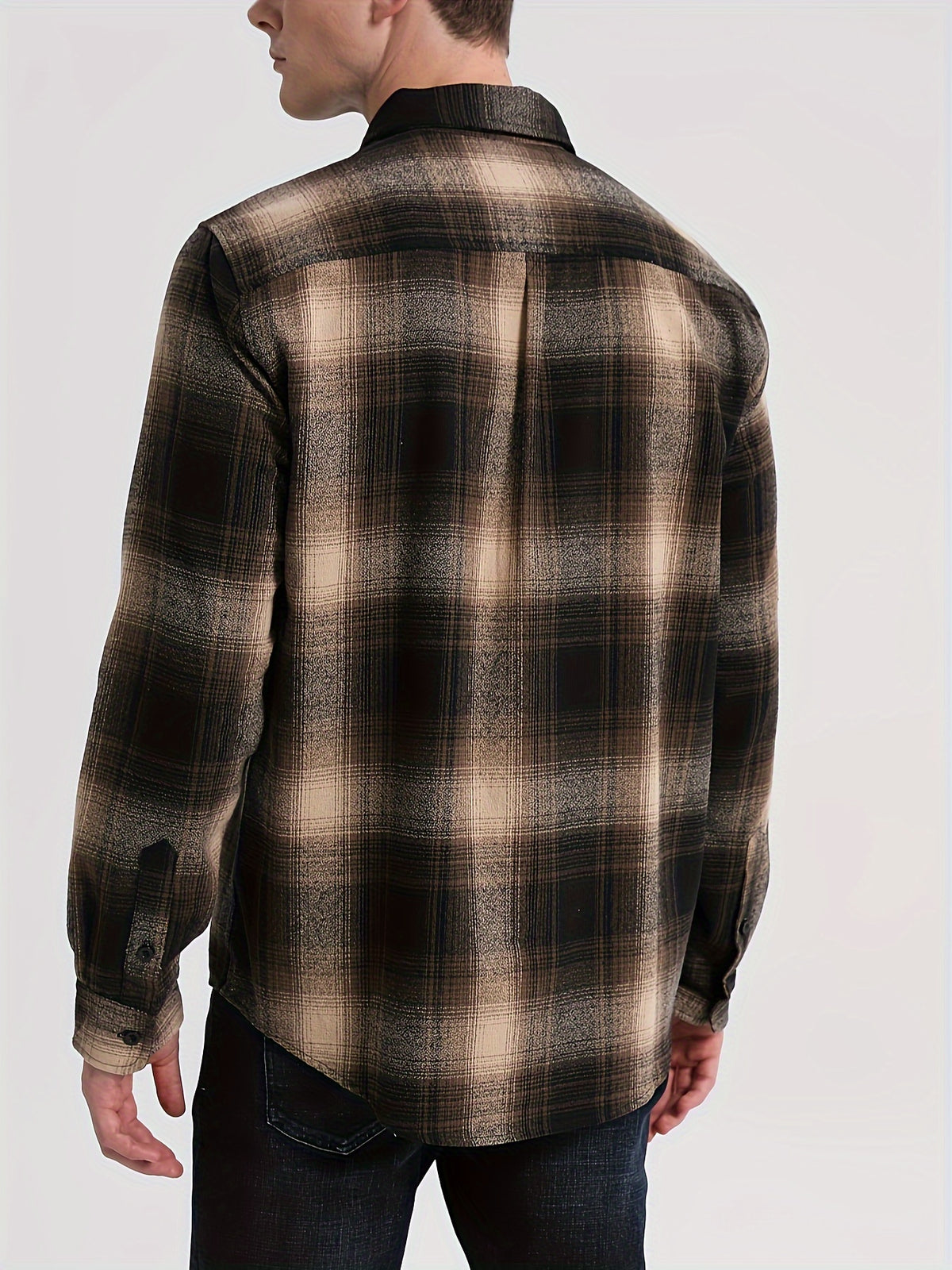Flannel Plaid Shirt - Brown Black