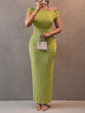 Women's Sexy Asymmetrical Off-Shoulder Sleeveless Bodycon Wrap Dress, Vacation Date, Fashion Commute - Matcha Color