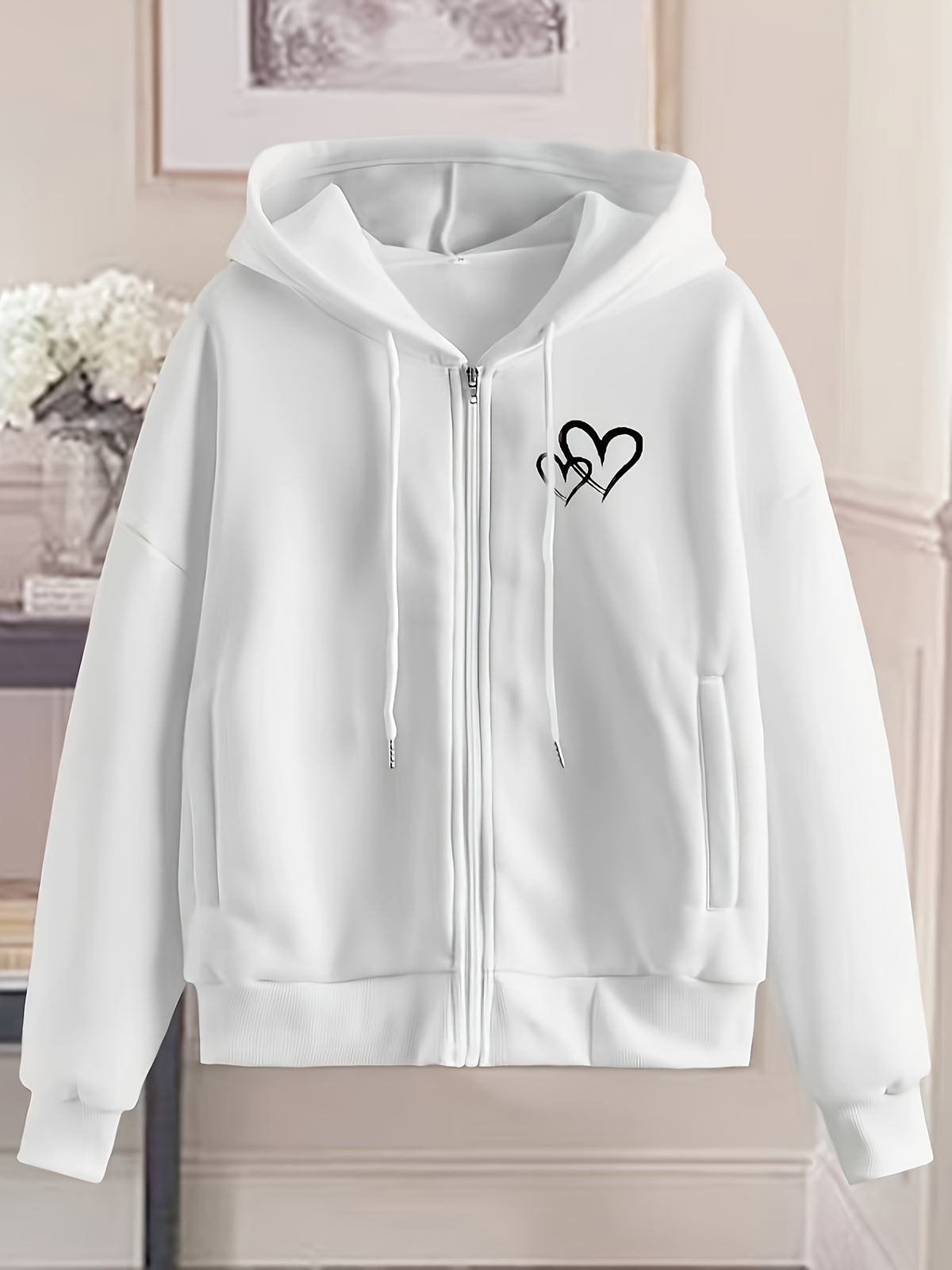 Women'S Fashion Zip Hoodie - White