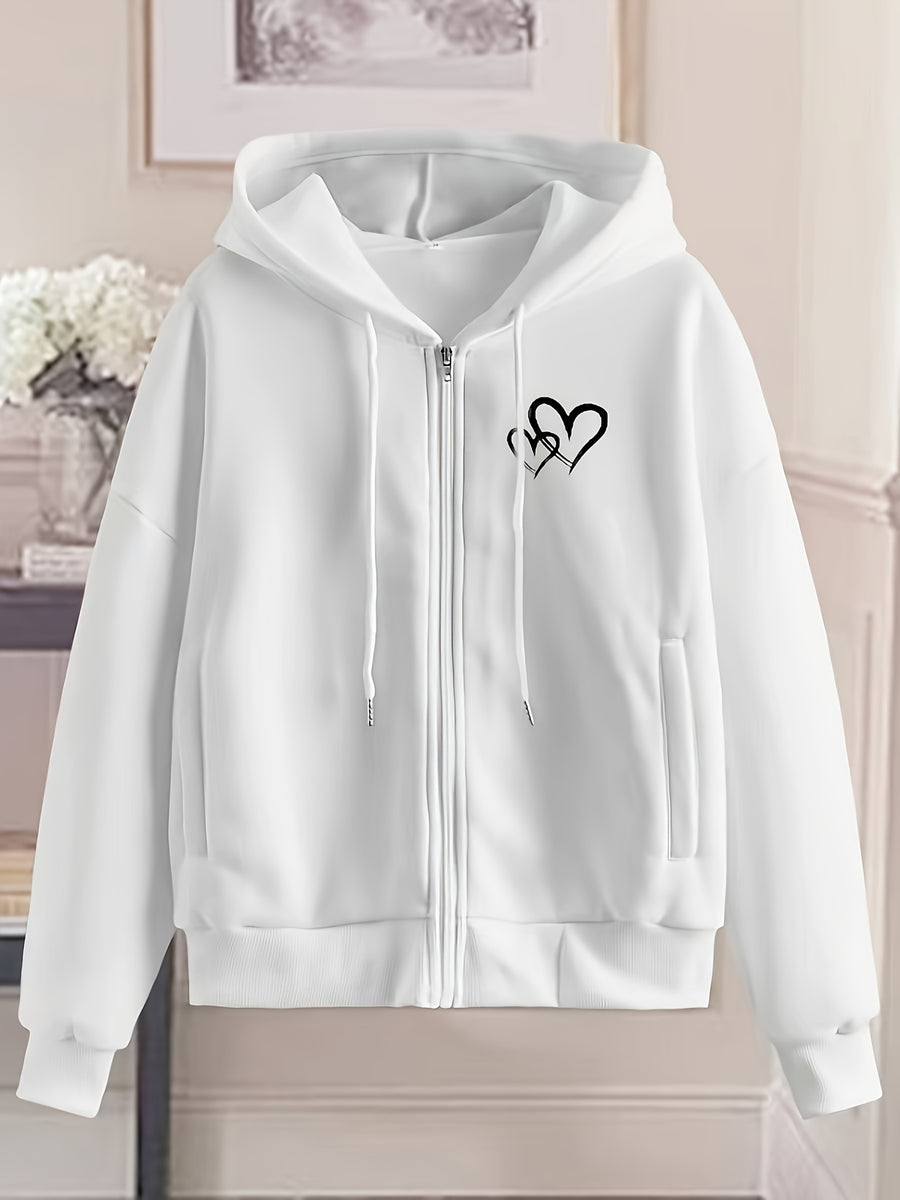 Women'S Fashion Zip Hoodie - White