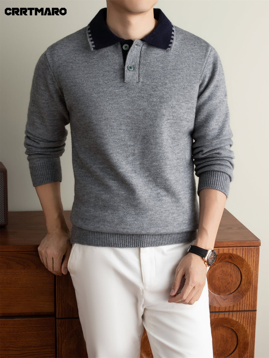 Men'S Heavyweight Thick Turn- Collar Pullover Sweater, Warm Casual Layering Top for Fall And Winter - Grey